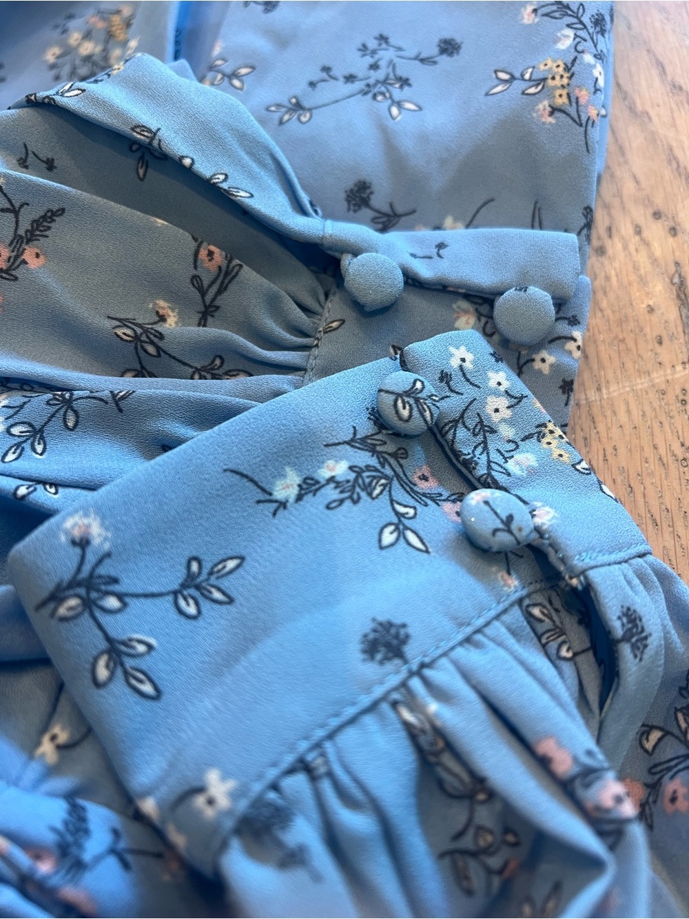Gal Meets Glam Soft Blue Floral Long-Sleeve Zip Up Dress Soft flowy Flair - Picture 14 of 14